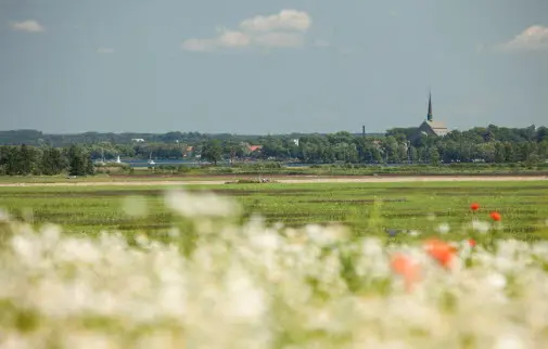 Vadstena med Östgötaslätten i förgrunden