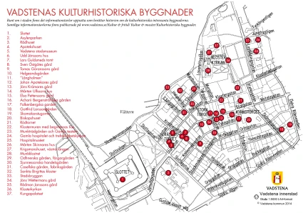 Kulturhistoriska byggnader i Vadstena - översiktskarta