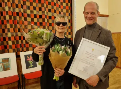 Irene Nordh vid utdelningen av kulturstipendiet