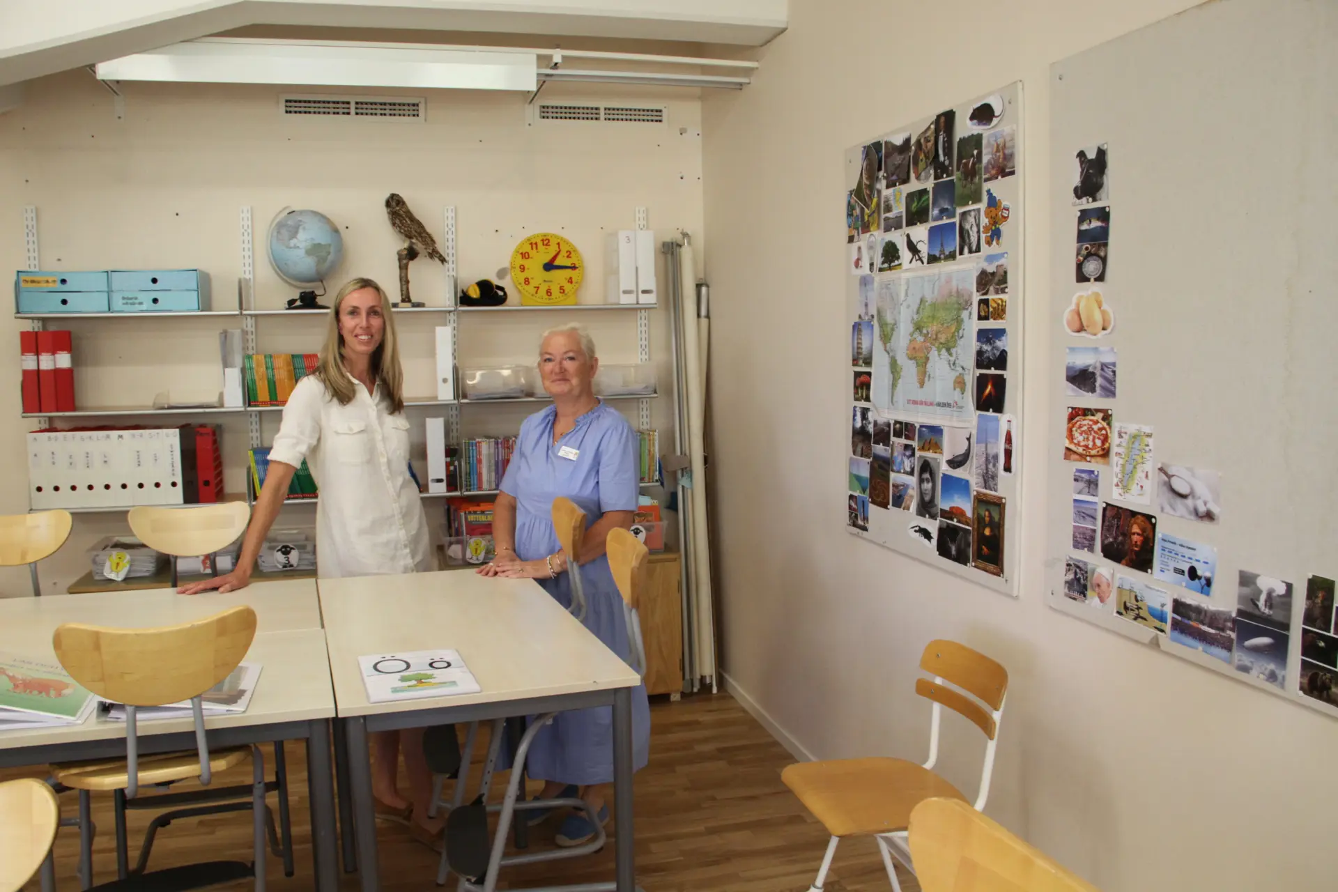 Anna-Karin Strömmer och Suzanne Stråkander-Rockler  ser fram emot skolstarten i de tillfälliga lokalerna.