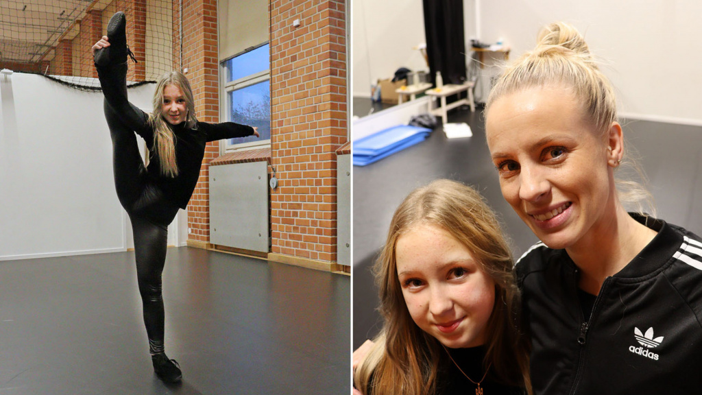Ilona dansar samt bild på Ilona ihop med sin danslärare