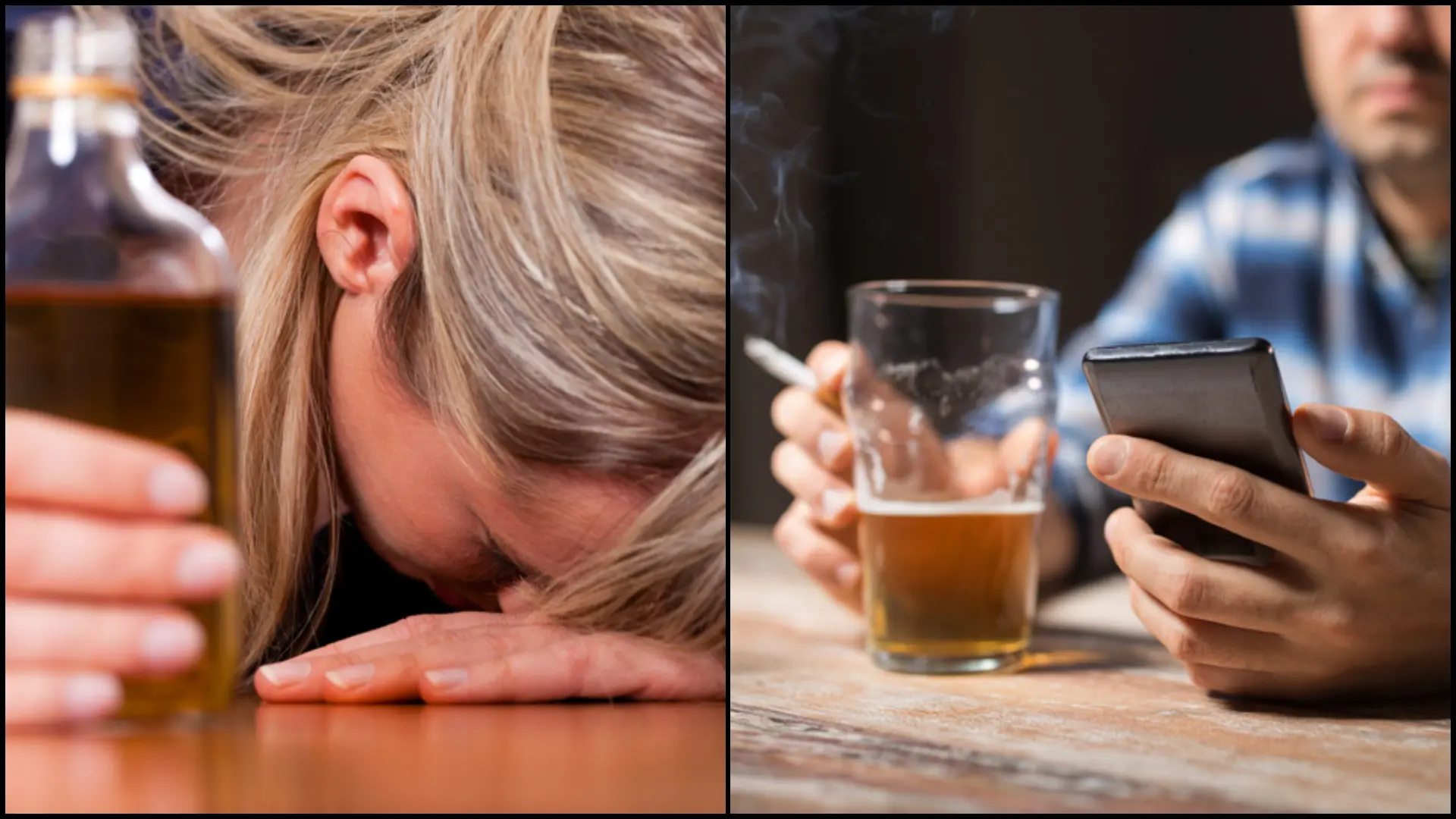 Montage: Kvinna och man som dricker alkohol.