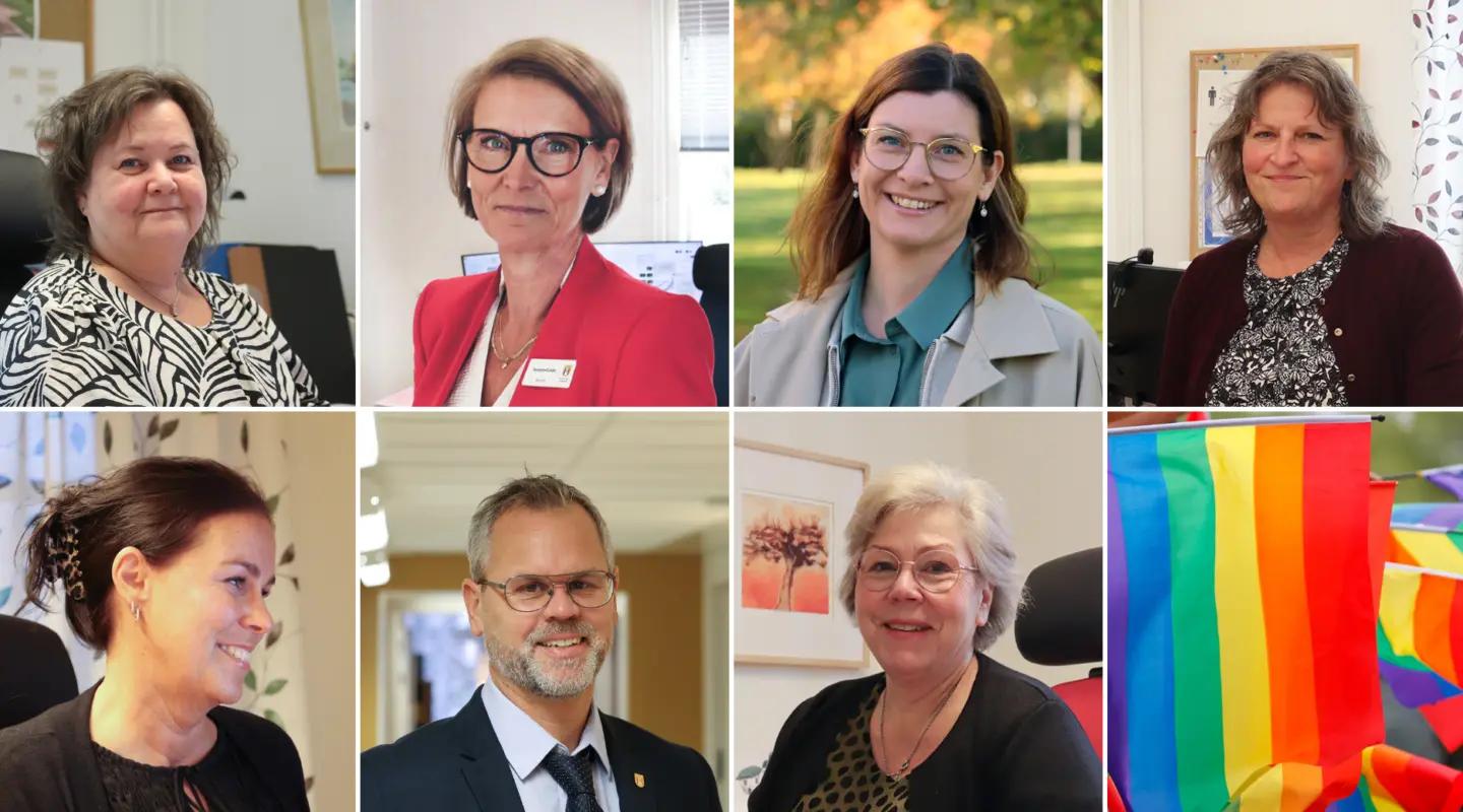 Collage: Bilder på sju chefer